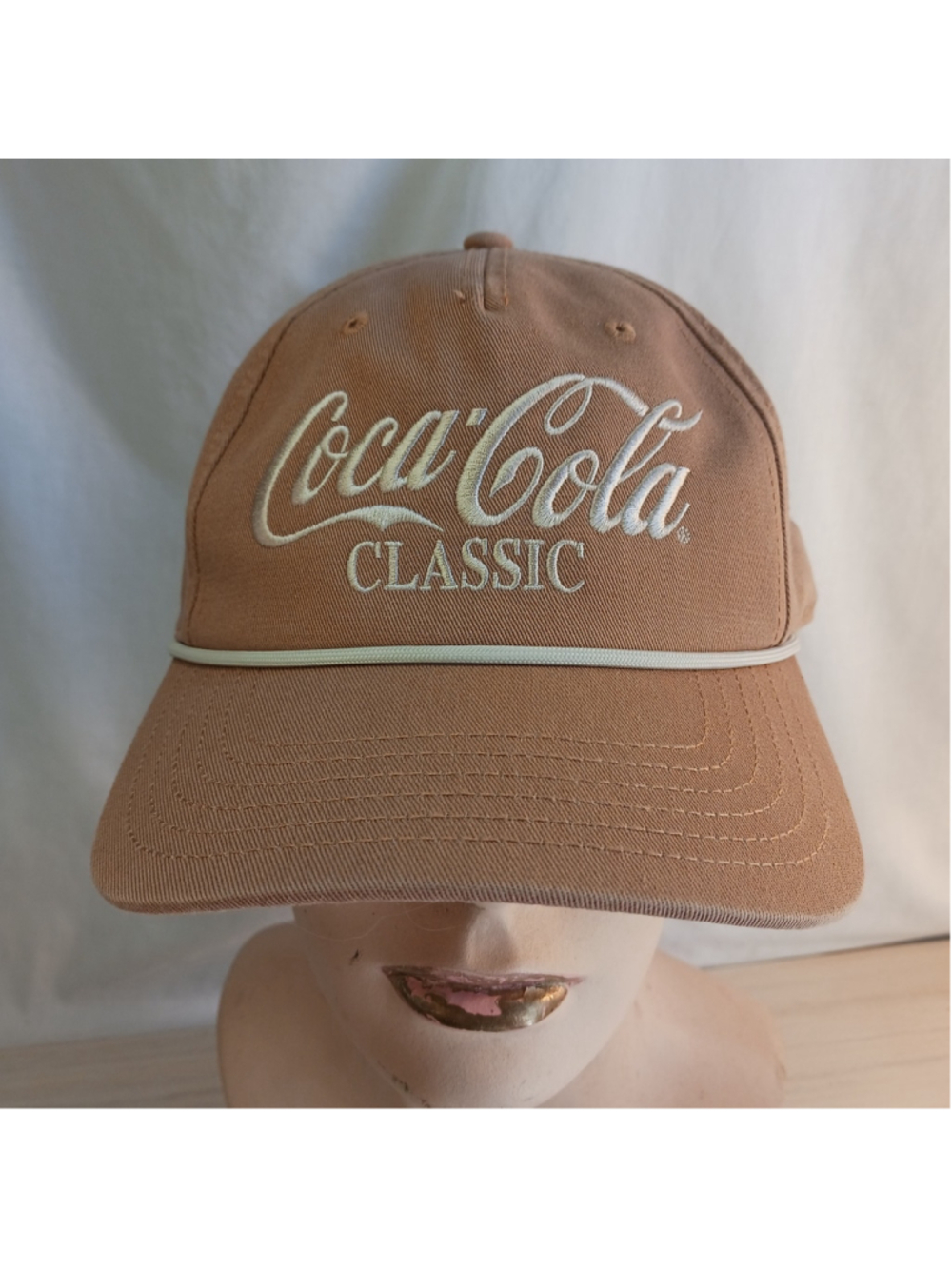 Classic Coca Cola Hat - Beige Snap Back Preppie Hipster Grandpacore Beach